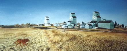 Hay Lakes, oil on masonite, 1994