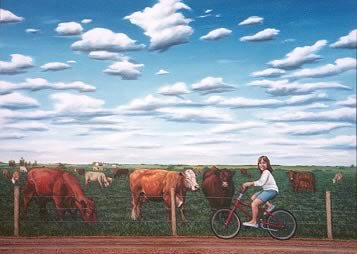 Riding the Fence, oil on canvas, 1996