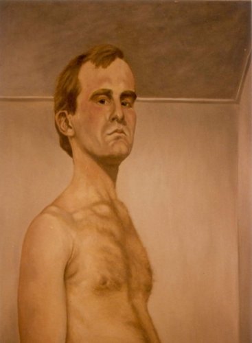 Self Portrait, oil on cardboard, 1990