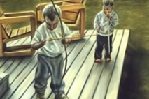 Archers, oil on cardboard, 1994